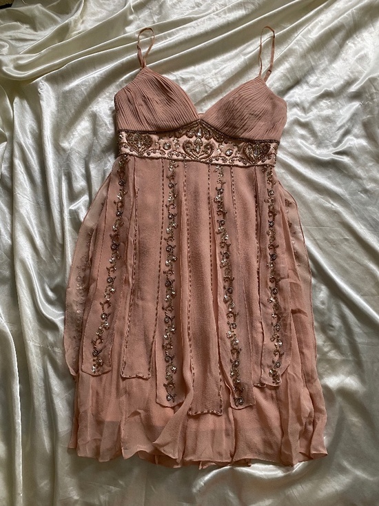 Sue Wong Dresses & Skirts - Rare Vintage y2k Sue Wong Pink Silk Beaded Flapper Party Dress Size 2 *read*